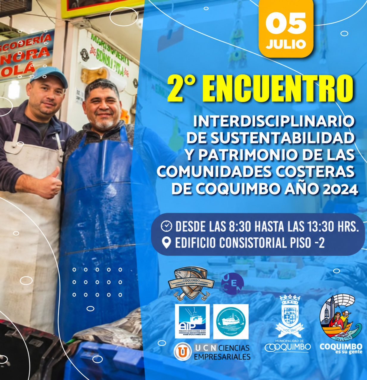 Afiche del segundo Encuentro Interdisciplinario de Sustentabilidad y Patrimonio de las Comunidades Costeras de Coquimbo