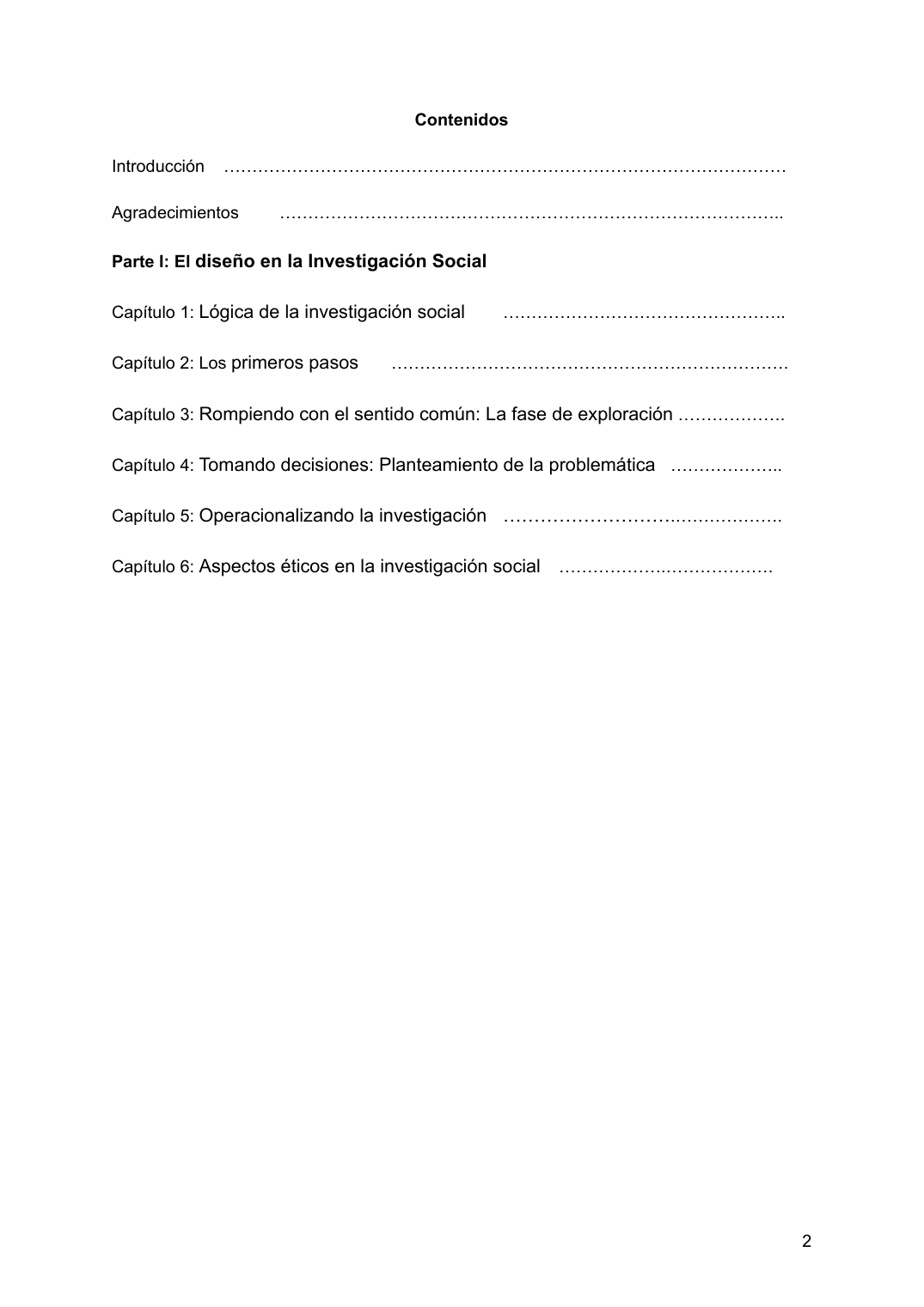 Índice de la guía de formulación de proyectos