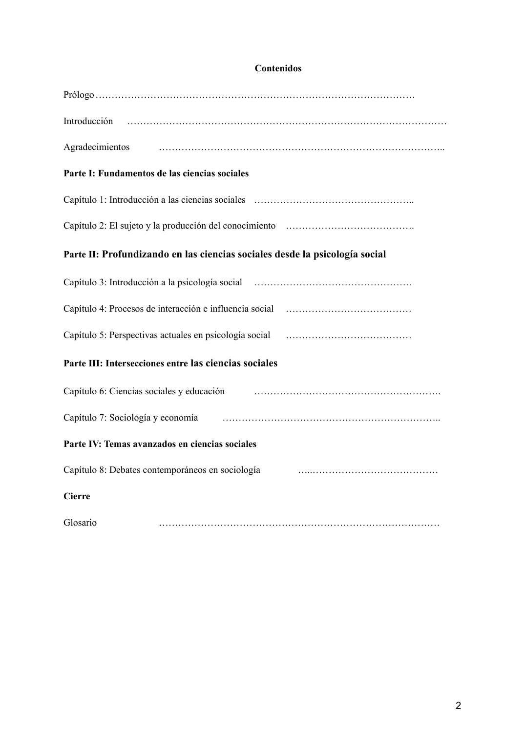 Índice de la Guía pedagógica de ciencias sociales